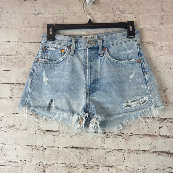 AGOLDE Size 23 Parker Cut Off Distressed Denim Jean Shorts Button Fly A026-811 - Picture 1 of 6